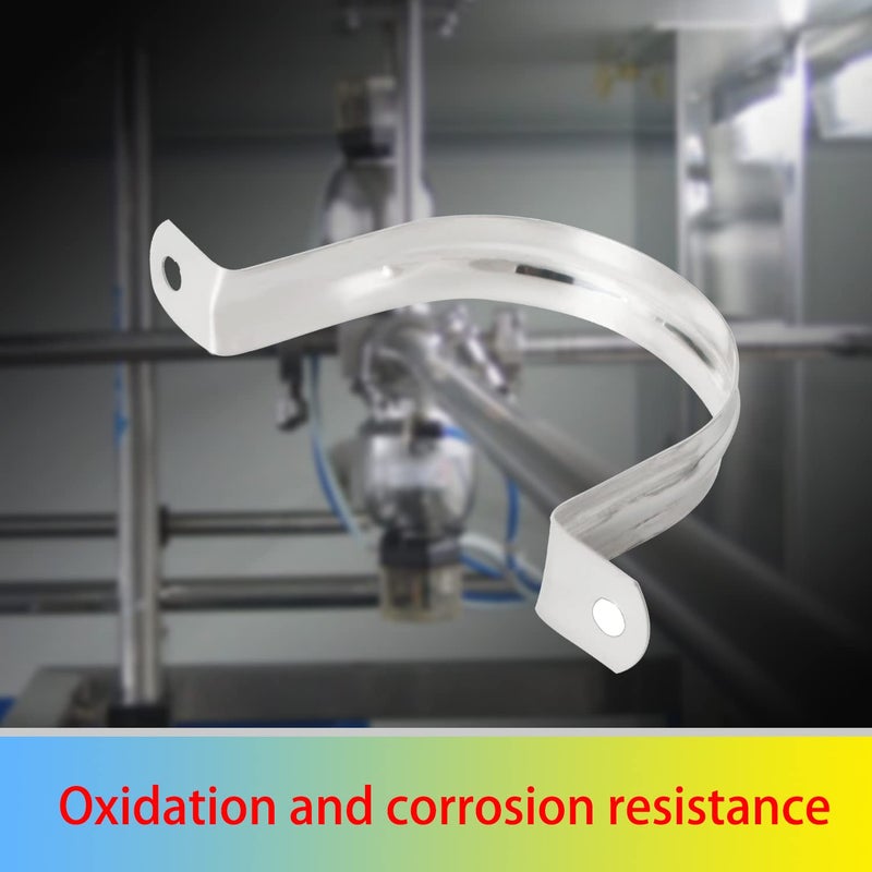 Aopin 60mm Rigid Pipe Strap Clamp 2 Holes Strap U Bracket Tube Strap Tension Clips 201 Stainless Steel, for Pipe Fixing, Silver, 5Pcs - Image 4