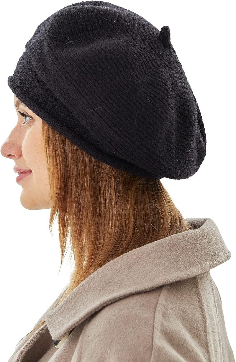 FENELY Beret Hat for Women, French Style Beanie Winter Fashion Warm Wool Lining Knit Cap - Image 4