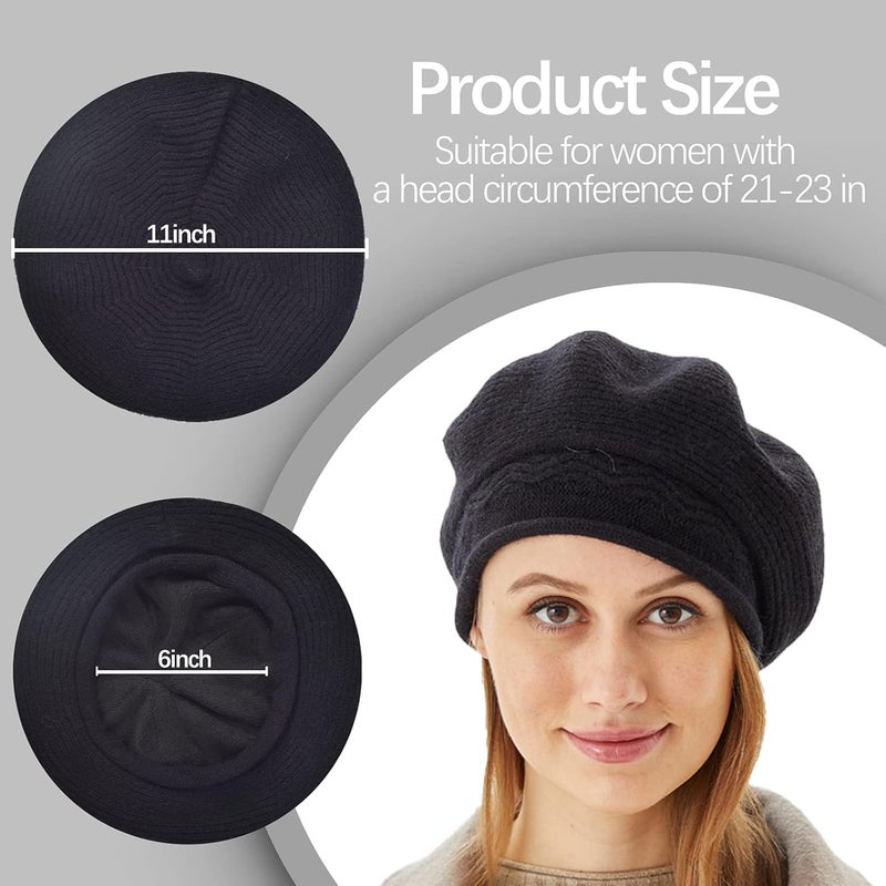 FENELY Beret Hat for Women, French Style Beanie Winter Fashion Warm Wool Lining Knit Cap - Image 2