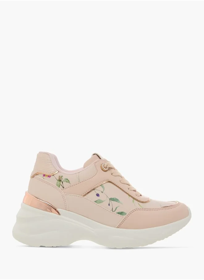 فلورا بيلا من شو إكسبرس Women Floral Print Sneakers with Lace-Up Closure
