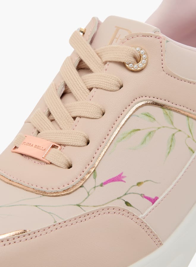 Flora Bella By Shoexpress Women Floral Print Sneakers with Lace-Up Closure  - Image 5