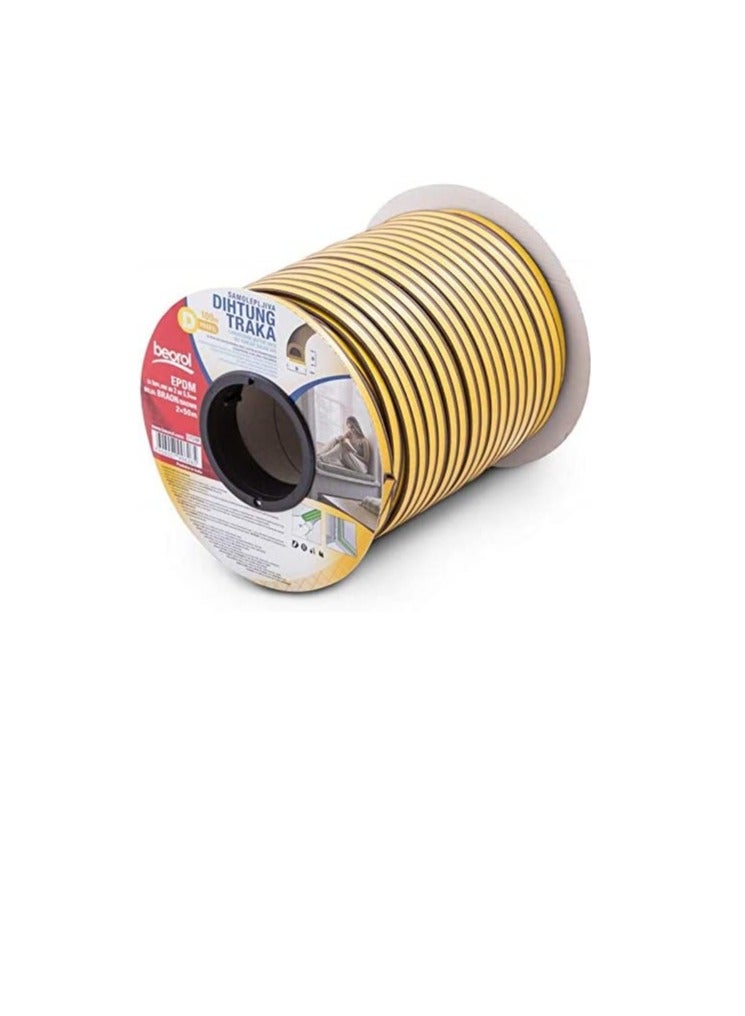 بيورول شريط لاصق ذاتي اللصق للنوافذ والأبواب على شكل حرف D من بيورول ، 100 متر (بني) - Image 1