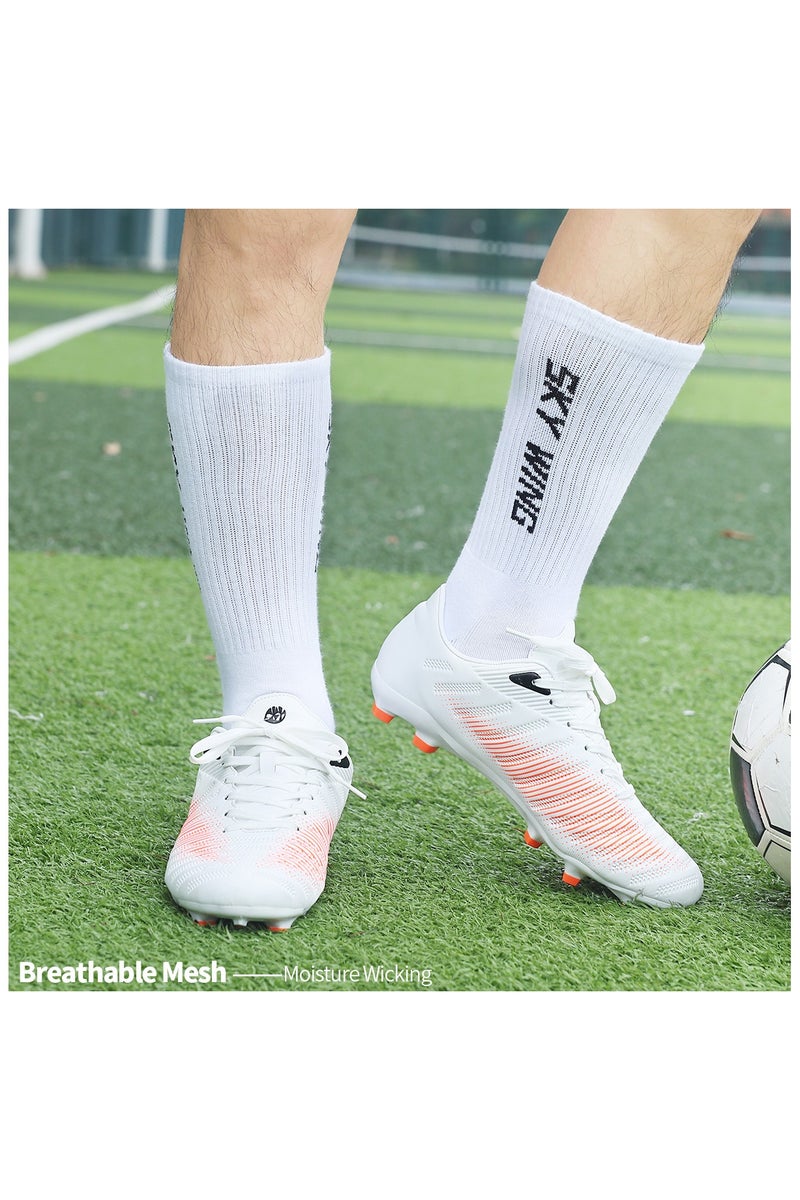 SKY WING Men's And Women's Grip Soccer Socks Anti Slip Athletic Socks Non Slip Football Basketball Socks with Grip Pads-White-4 Pair - Image 5