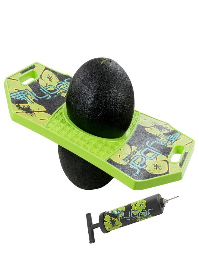 Flybar Pogo Trick Ball for Kids, Trick Bounce Board for Boys and Girls Ages 6+, Up to 160 lbs, Includes Pump, Easy to Carry Handle, Durable Plastic Deck Indoor, Outdoor Toy Pogo Jumper (Green Mean) - Image 1