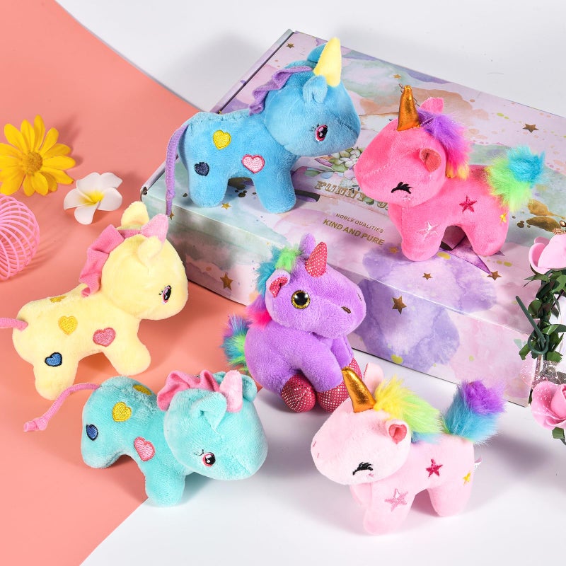 Golray 12Pcs Mini Unicorn Plush Stuffed Animals, Unicorn Party Favors Keychains for Girls Birthday, Easter Basket Stuffers, Easter Egg Fillers, Classroom Rewards Carnival Prizes Goodie Bag Stuffers - Image 2