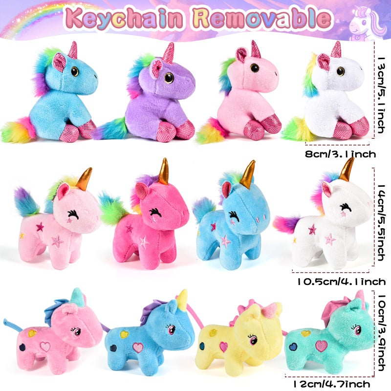 Golray 12Pcs Mini Unicorn Plush Stuffed Animals, Unicorn Party Favors Keychains for Girls Birthday, Easter Basket Stuffers, Easter Egg Fillers, Classroom Rewards Carnival Prizes Goodie Bag Stuffers - Image 5