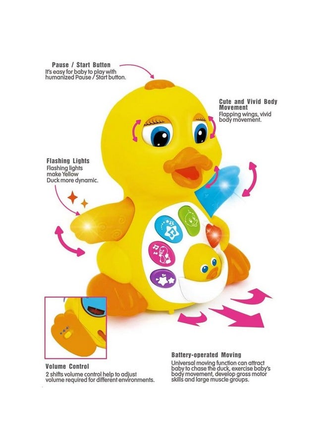 Yiosion Musical Flapping Yellow Duck Interactive Action Educational Learning Walking Light Up Dancing Toy For 1 Year Old Baby Toddler Infant  - Image 4