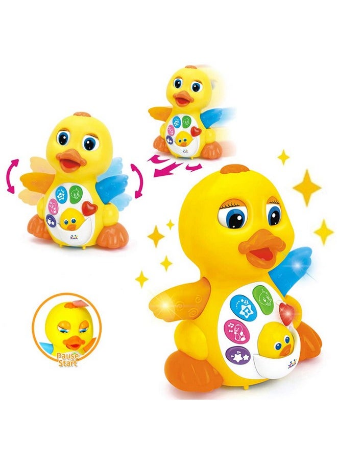 Yiosion Musical Flapping Yellow Duck Interactive Action Educational Learning Walking Light Up Dancing Toy For 1 Year Old Baby Toddler Infant  - Image 3