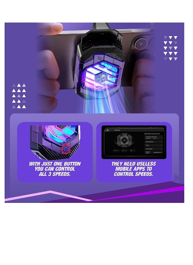 Generic RGB Gaming Phone Cooler, Fast Semiconductor Radiator Cooling Pad for Smartphones, Compatible with iPhone/Android for PUBG Mobile & COD Mobile (Dark Purple & Black)  - Image 3