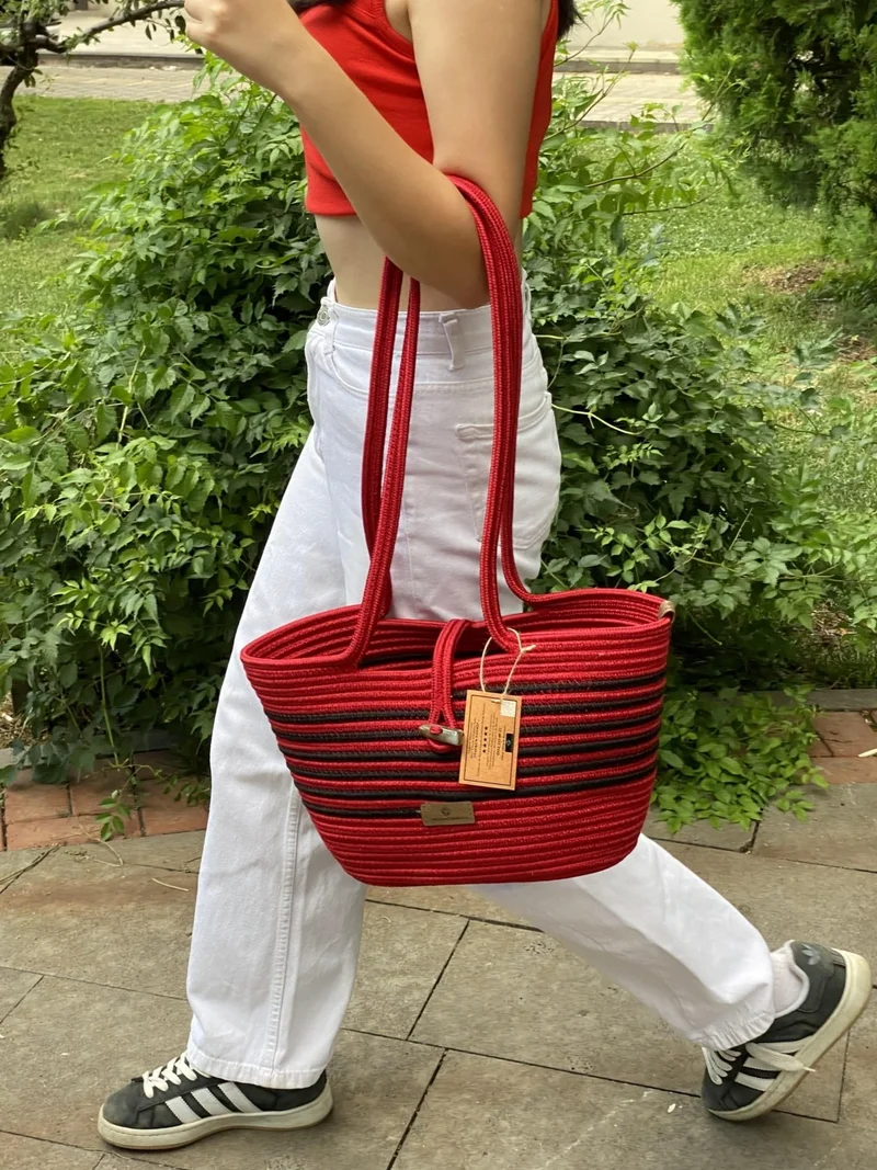 بدز ديري Jute Straw Look Handbag Beach Bag Shoulder Bag