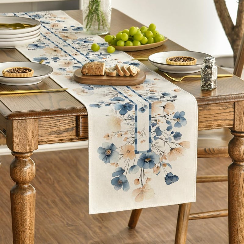 Artoid Mode Bloom Flowers Floral Weeds Spring Table Runner, Seasonal Summer Kitchen Dining Table Decoration for Home Party Decor 13x72 Inch - Image 2