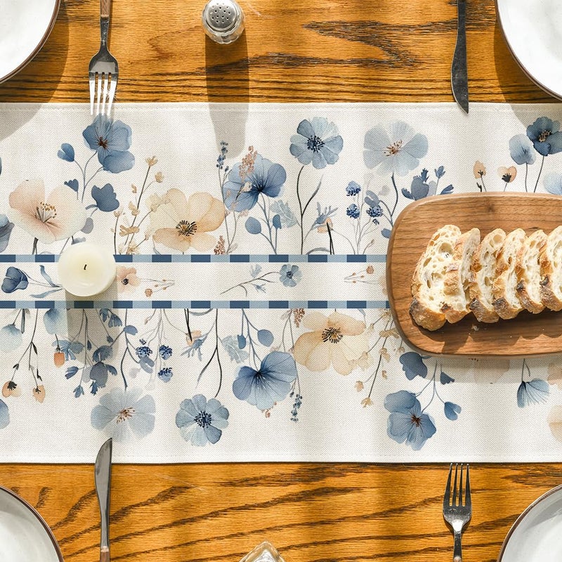 Artoid Mode Bloom Flowers Floral Weeds Spring Table Runner, Seasonal Summer Kitchen Dining Table Decoration for Home Party Decor 13x72 Inch - Image 4