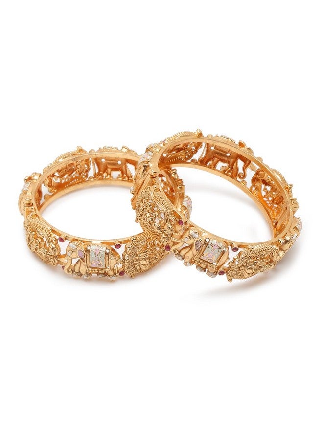 YouBella يوبيلا هدايا المجوهرات التقليدية أنيقة أحدث مجموعة أساور وخلخال مطلية بالذهب للنساء (2.4) - Image 1