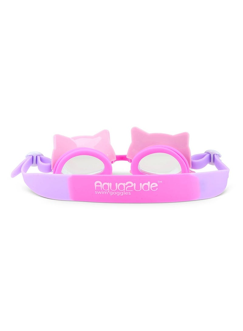 Aqua2ude Mini Meow Purple Anti-Fog, Polarized, Uv Protection Kids Swim Goggles - Image 3