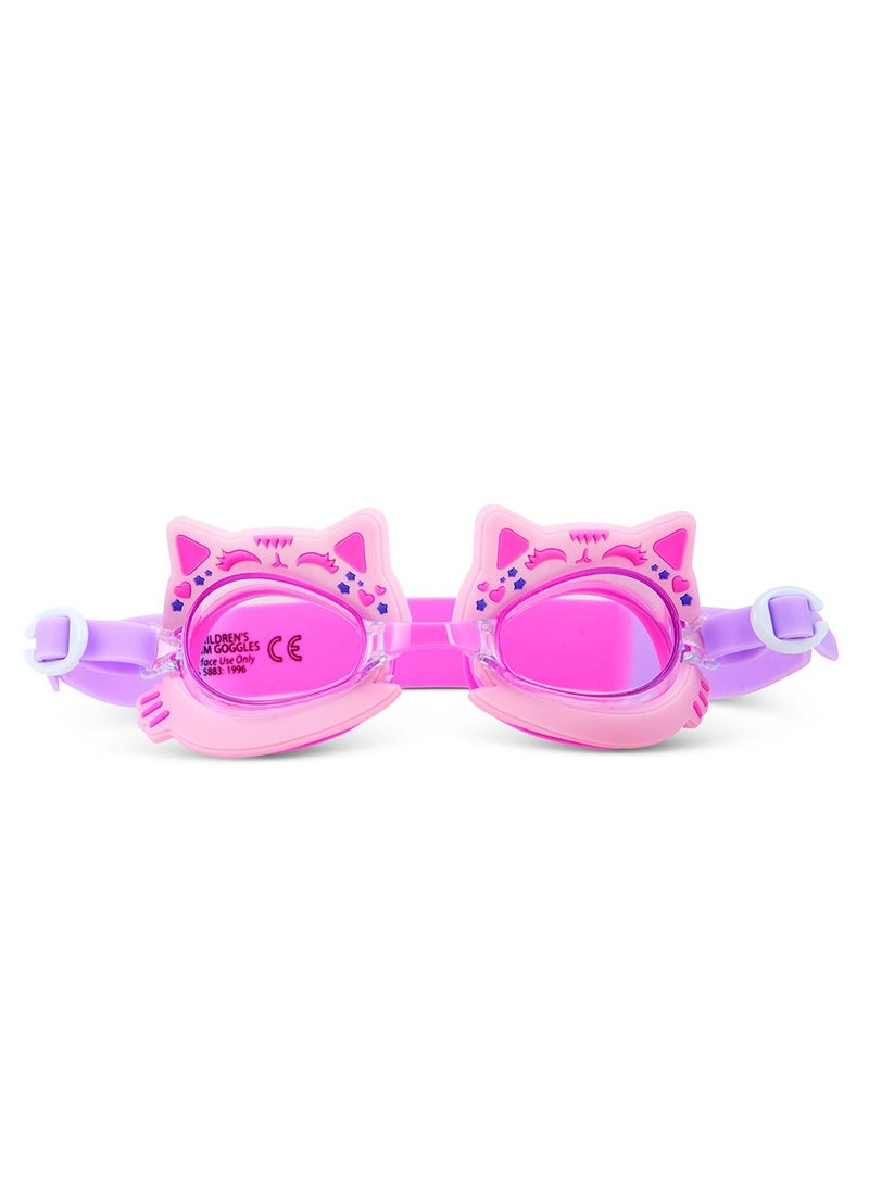 Aqua2ude Mini Meow Purple Anti-Fog, Polarized, Uv Protection Kids Swim Goggles - Image 1