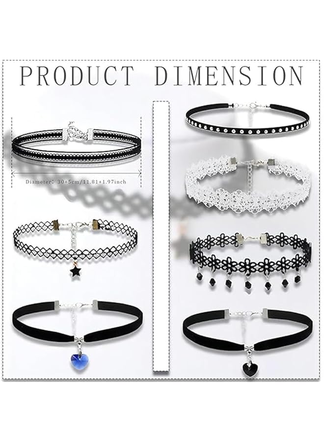 erorex Velvet Lace Choker Seven Different Styles Black Choker Necklaces For Women Classic Velvet Choker Necklace Set Necklace Jewelery For Ball And Daily Outfits 7 Pcs - Image 2