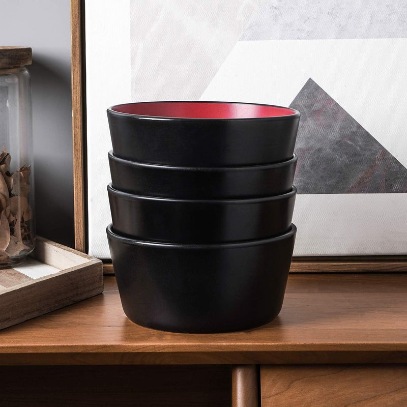 Stone Lain Stone Lain Stoneware Dish Set 4 Bowls Albie  Red and Black - Image 3