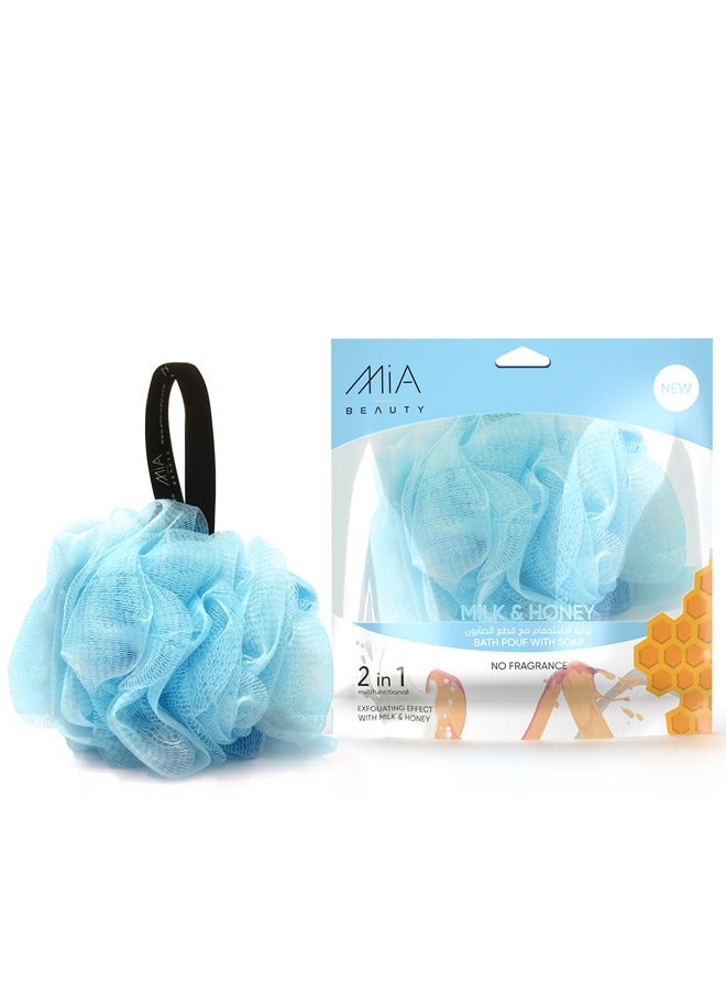 MIA Bath Pouf With Milk & Honey Soap 120gm - No Fragrance