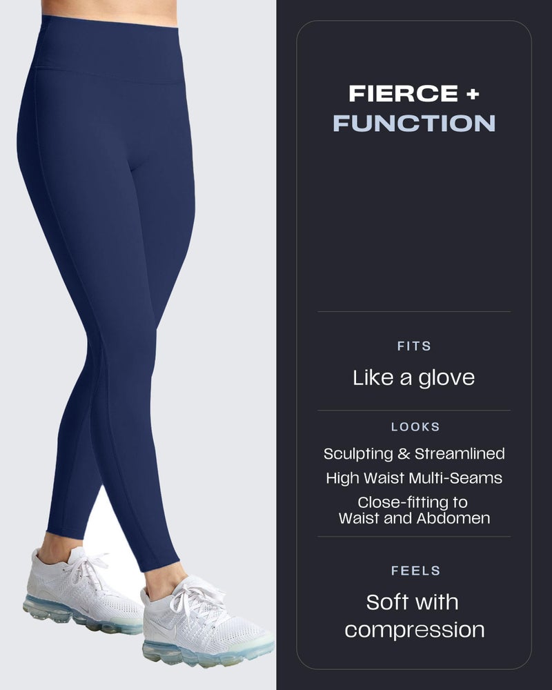 Aoxjox High Waisted Workout Leggings for Women Trinity Yoga Pants 26.5" (Navy, Medium) - Image 4
