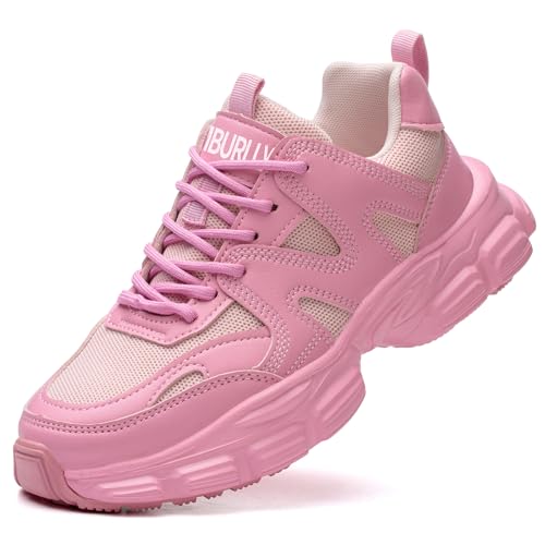COOU Steel Toe Shoes for Women Lightweight Comfortable Steel Toe Sneakers Thickened Sole Puncture Proof Composite Toe Safety Shoes Women Size 7.5 Pink - Image 1