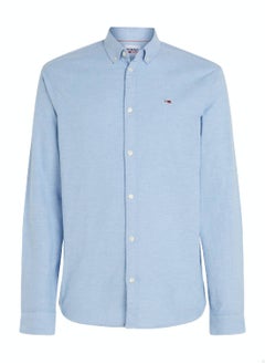 TOMMY JEANS Men's Stretch Oxford Cotton Slim Fit Casual Shirt, Blue  - Image 2
