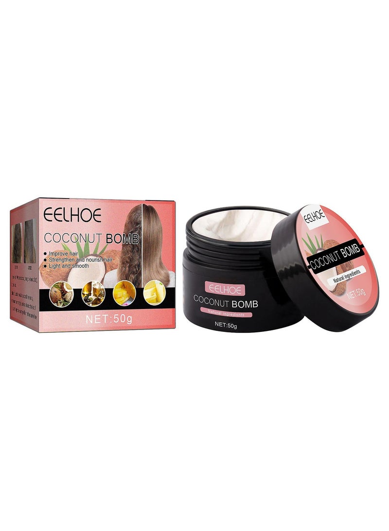 EELHOE Coconut Nourishing Hair Mask Moisturizing Softening Repairing Frizz Dry Perming Damaged Hair - Image 2
