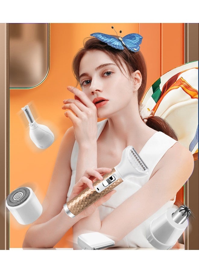 Electric Razors 5 in 1 Women's Facial Hair Removal Device for Face Eyebrows Nose Hair Leg Hair Pubic Hair Bikini Trimmer with USB Charging Waterproof - Image 5