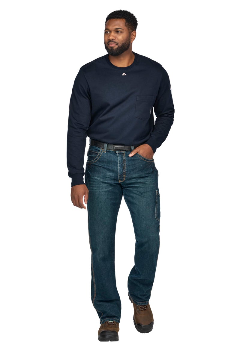 Bulwark Mens Lightweight Fr Long Sleeve Tagless TShirt Navy XXLarge