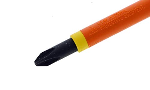 Ideal Industries IDEAL Electrical 35-9194 Insulated Screwdriver Orange, 2 x 4 in. Shaft Screwdriver with Cushion-Grip Handles. Electrician Tool Kits - Image 2