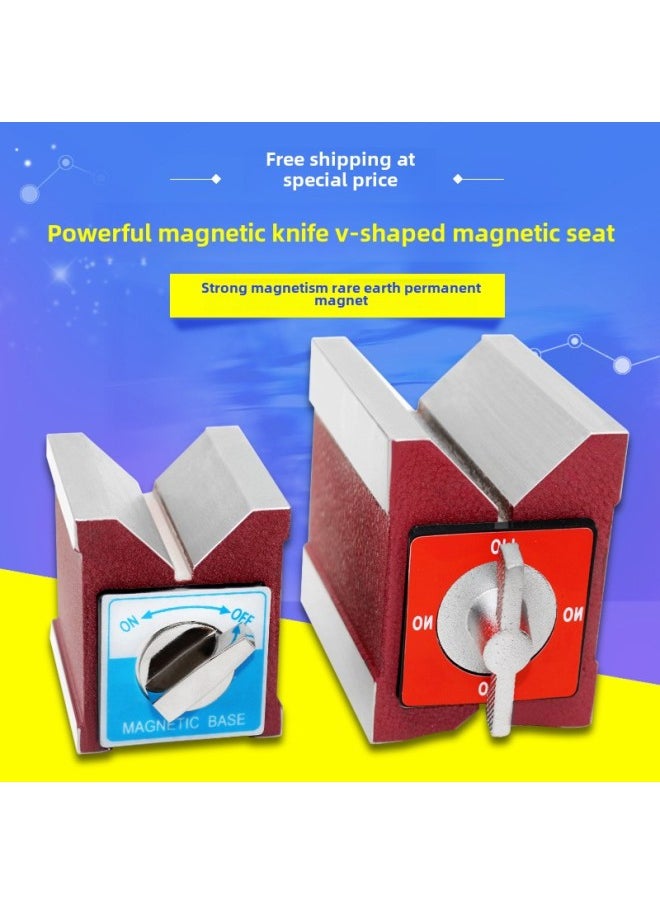 Generic - Switch Type Magnetic Seat Wire Cutting Strong Magnetic Seat Strong Magnetic Magnetic Table V Magnet Seat Triangular Table 6T12T-Color:8t-plastic Switch - Image 1