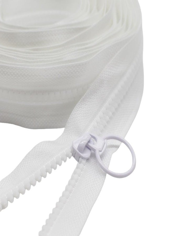 YaHoGa #5 Plastic Zipper by The Yard Bulk White 5 Yards with 10pcs Ring Sliders for DIY Sewing Tailor Crafts Bags Tents (White 5 Yards) - Image 1