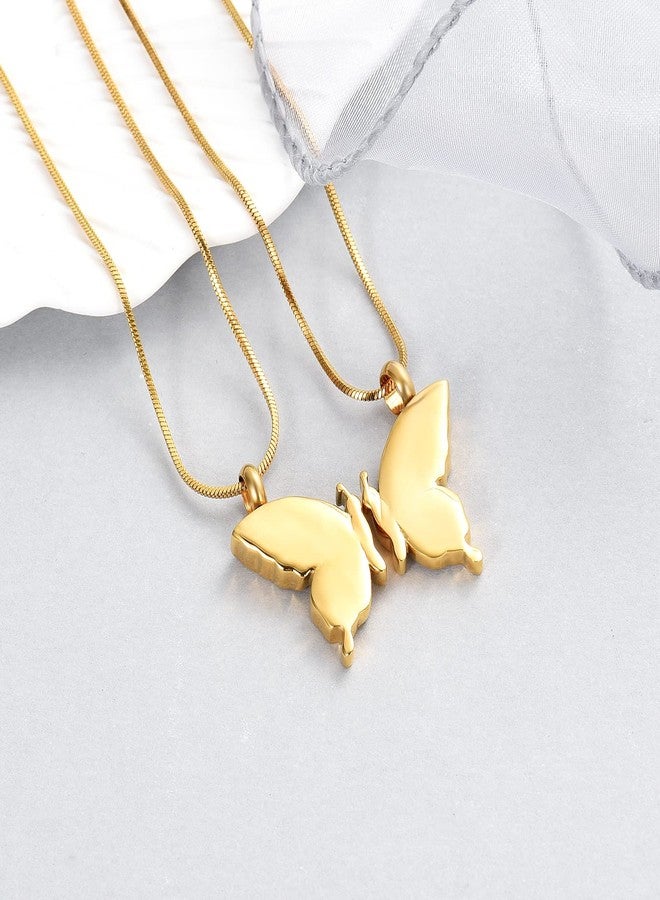 Minicremation 2 Pack Butterfly Cremation Jewelry for Ashes Butterfly Urn Necklaces for Ashes Keepsake Pendant Necklace for Lover/Sisters(Gold) - Image 4