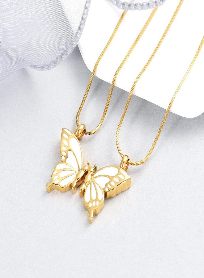 Minicremation 2 Pack Butterfly Cremation Jewelry for Ashes Butterfly Urn Necklaces for Ashes Keepsake Pendant Necklace for Lover/Sisters(Gold) - Image 3