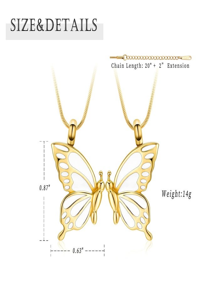 Minicremation 2 Pack Butterfly Cremation Jewelry for Ashes Butterfly Urn Necklaces for Ashes Keepsake Pendant Necklace for Lover/Sisters(Gold) - Image 2