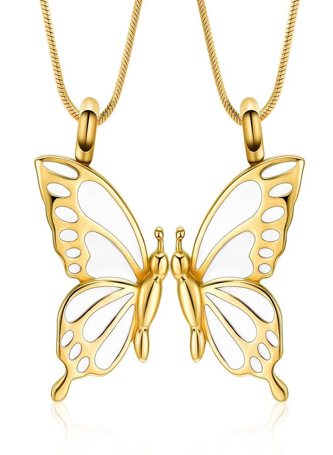 Minicremation 2 Pack Butterfly Cremation Jewelry for Ashes Butterfly Urn Necklaces for Ashes Keepsake Pendant Necklace for Lover/Sisters(Gold) - Image 1