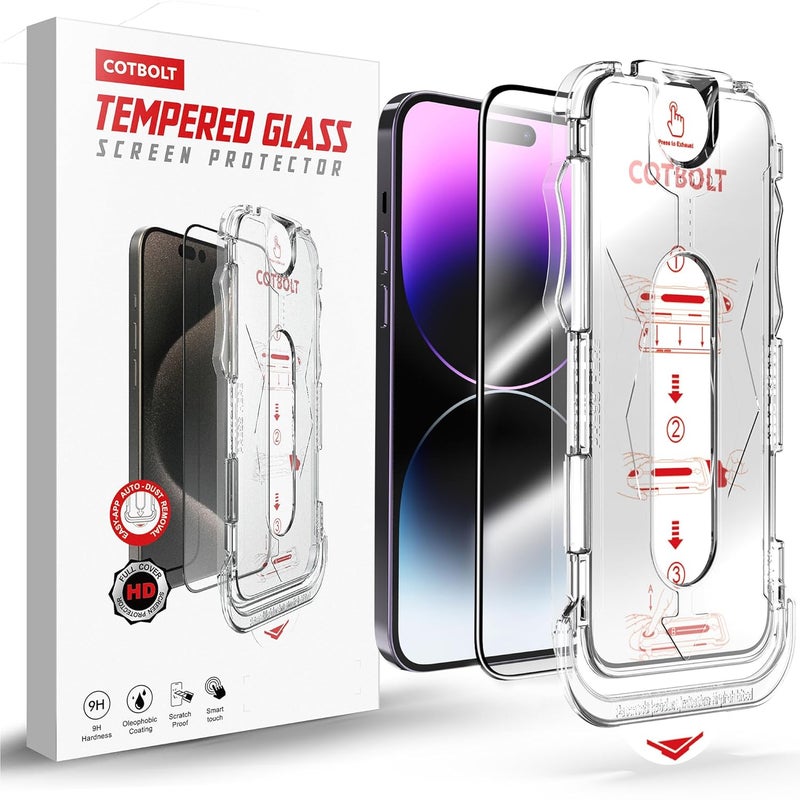 Cotbolt 9H+ Tempered Glass Compatible With iPhone 14 Pro Max(6.7 Inch) Full Screen Protector [Military Grade Shatterproof & Longest Durable] Screen Protector 14 Pro Max Tempered Glass - Image 3