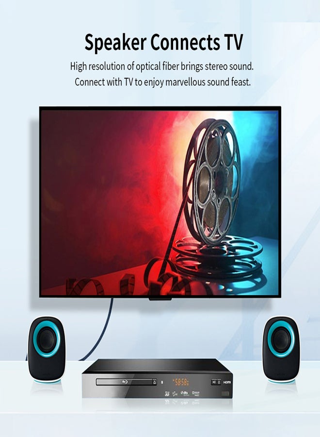 Gold-plated Toslink to Mini Toslink Digital Optical Fiber Square to Round Interface 3.5mm Audio Cable 150cm (Black) - Image 3