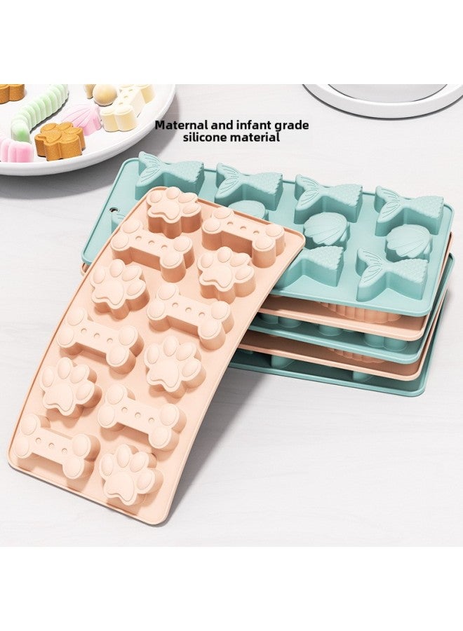 Silicone Pet Cake Mold Fish Bone Caterpillar Dog Footprint Chocolate Mold Pet Cookie Mold DIY Ice Cake-Color:YH1125 Blue - Image 4