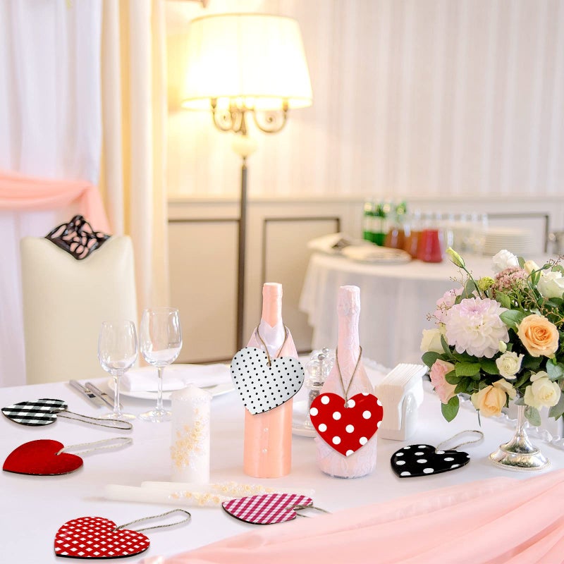 Zomiboo 24 Pieces Valentine's Day Wooden Hearts for Crafts Buffalo Plaid Heart Multi Colored Heart Decorative Farmhouse Valentines Decor for Christmas Valentine's Day Wedding Anniversary Themed Party - Image 4