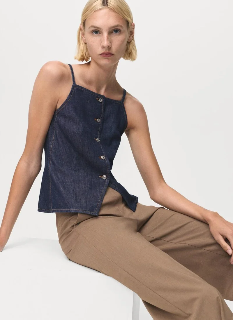 مانجو بلوزة جينز بأزرار