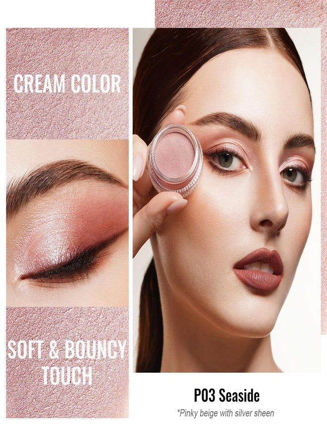 Oulac Nude Pearl Cream Eyeshadow also for Highlighter Shimmer Eye Shadow Waterproof&Long Lasting with Moisturizing Formula Blendable Shimmer Eye Make-up,Vegan & Cruelty-Free,6g, P03 - Image 2