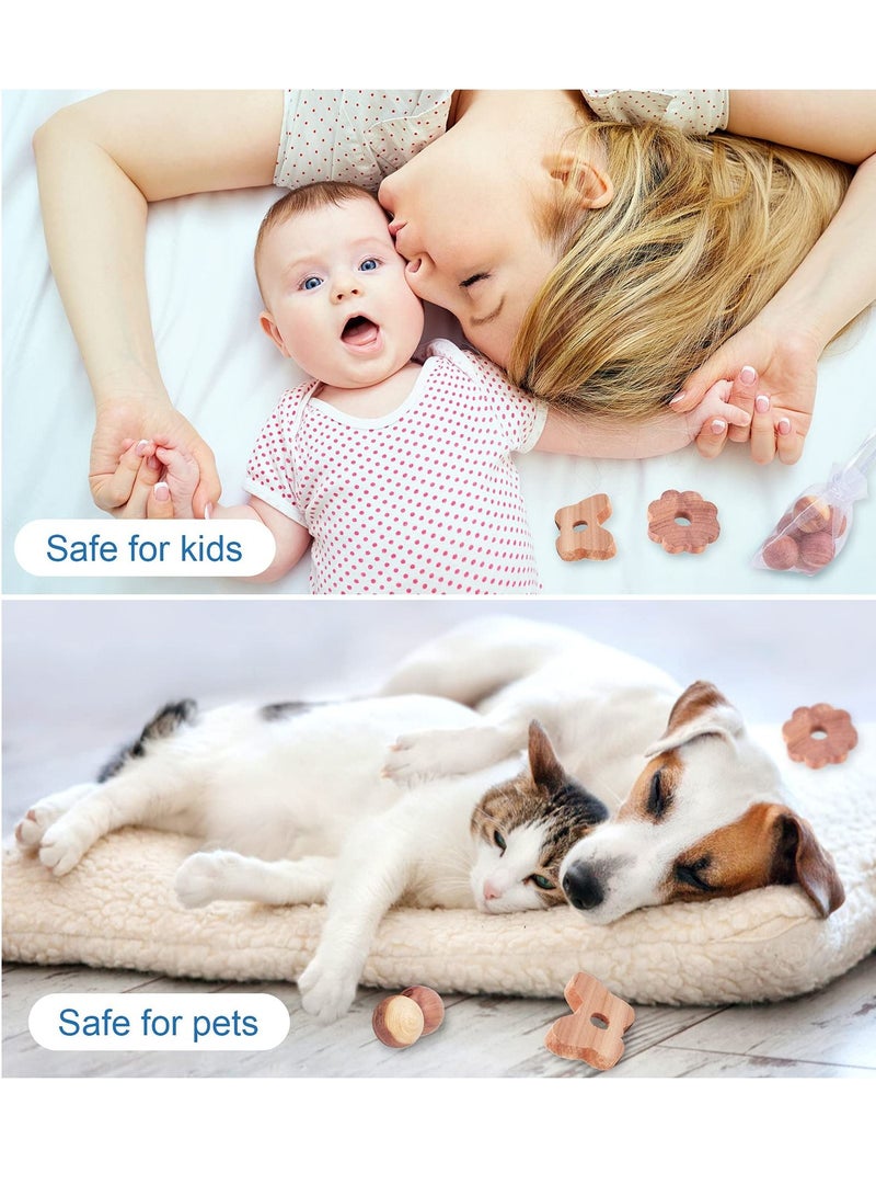 SYOSI كتل خشب الأرز طارد العثة، كرات الأرز الطبيعية 100% مع خطافات، كرات الأرز حلقات الأرز كتلة للأجهزة والخزائن، تخزين الملابس حماية الملابس - Image 4