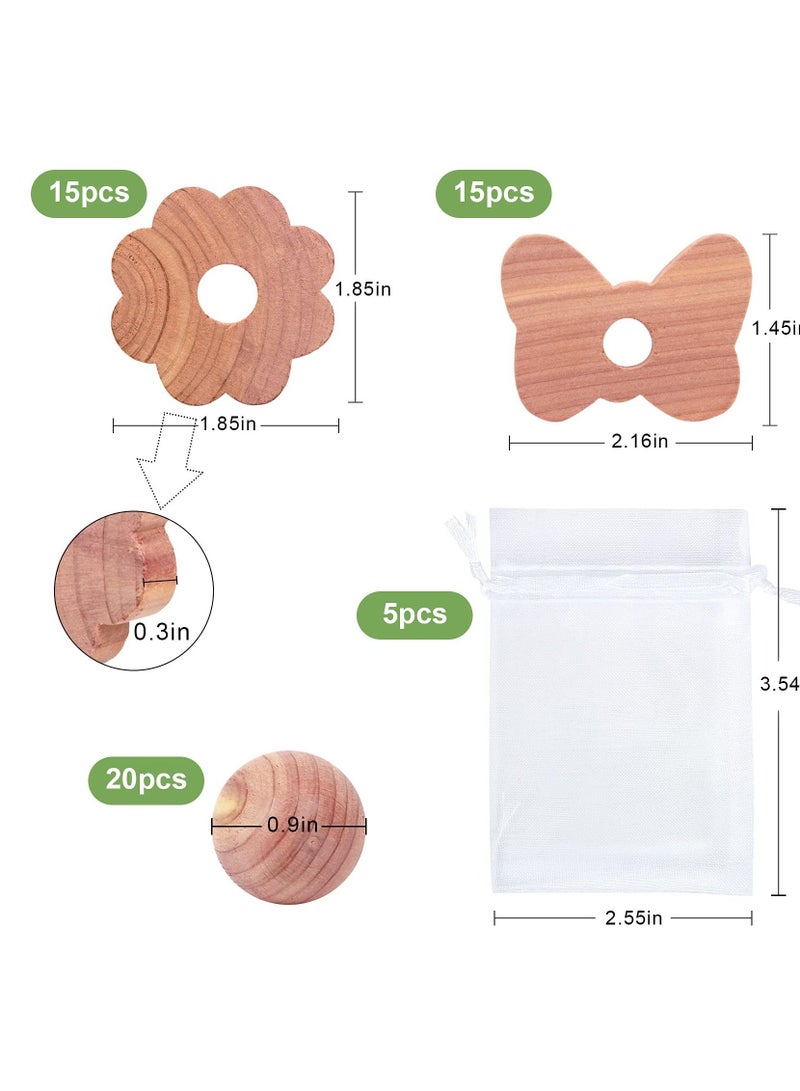 SYOSI كتل خشب الأرز طارد العثة، كرات الأرز الطبيعية 100% مع خطافات، كرات الأرز حلقات الأرز كتلة للأجهزة والخزائن، تخزين الملابس حماية الملابس - Image 2