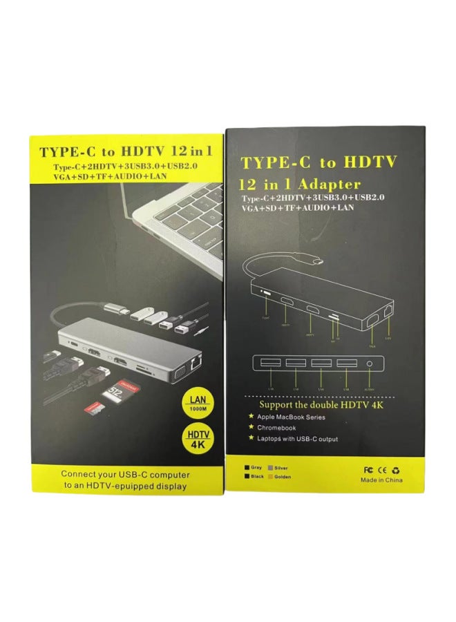 Typec To Usb Splitter Multi-interface Hdmi Network Cable Adapter Computer Converter 12-in -1 Docking Station - Image 4
