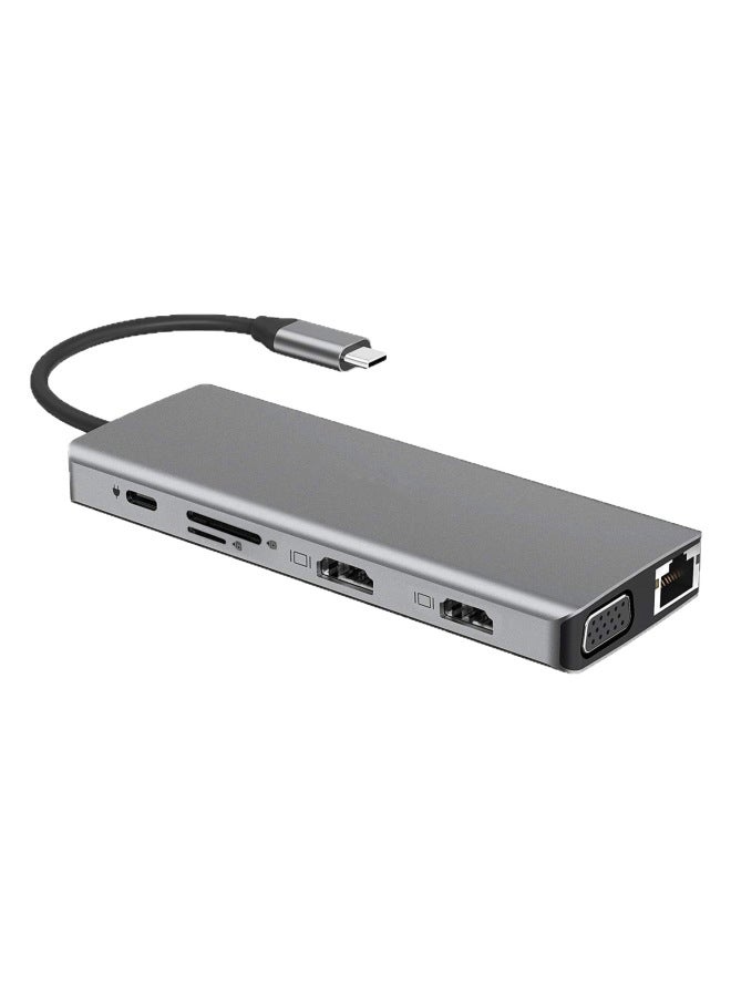 Typec To Usb Splitter Multi-interface Hdmi Network Cable Adapter Computer Converter 12-in -1 Docking Station - Image 5