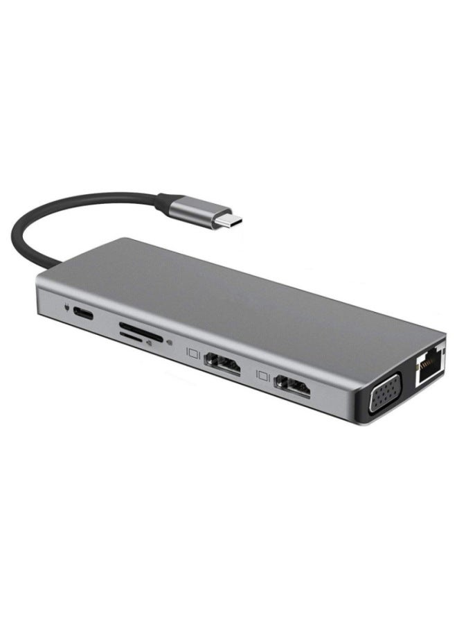 Typec To Usb Splitter Multi-interface Hdmi Network Cable Adapter Computer Converter 12-in -1 Docking Station - Image 1