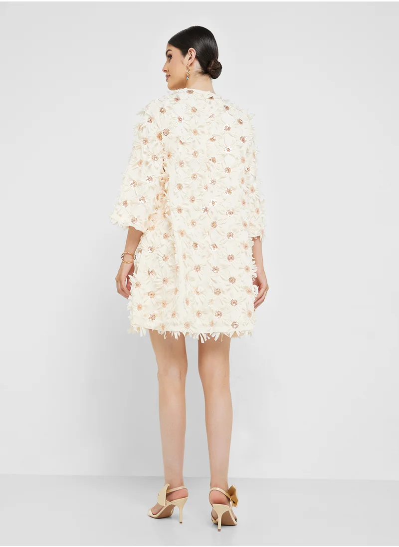 YAS Lace Detailed Crew Neck Dress