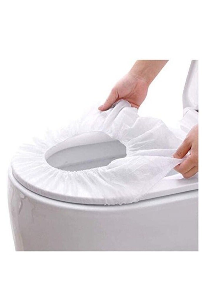 يو-هومي أغطية مقاعد المرحاض للاستعمال مرة واحدة من يو-هوم، أقمشة مرنة غير منسوجة قابلة للحمل ومضادة للميكروبات، سجادات الأمهات للبالغين والسفر والفنادق والمكاتب الصحية 10 قطع