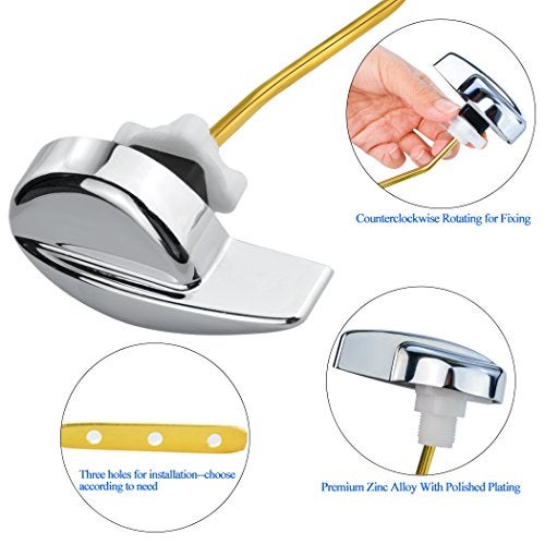 Jmkcoz Angle Fitting Side Mount Toilet Flush Lever Handle for TOTO Toilet Tank Universal Fit for Most Toilet, Toilet Repair Handle with Nut, Copper Lever - Image 3