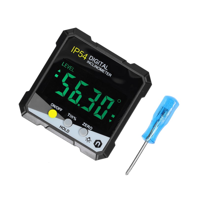 IP54 4*90° Portable Digital Inclinometer LCD Backlight Digital Protractor Slope Meter Digital Angle Ruler Single-side Magnetics Multifunctional Protractor Absolute Relative Mesuring Mode Data Hold - Image 4